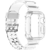 Resim Silikon Entegre Saat Bantı Apple Watch Series 9&8&7 41mm / Se 3&se 2&6&se&5&4 40mm / 3&2&1 38mm Saydam Beyaz 