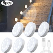 Resim 6 adet AMILL Manyetik LED Hareket Sensörlü Işıklar, USB Şarj Edilebilir Duvara Monte, 8 LED Ayarlanabilir Parlaklıkta, Beyaz/Sarı, Ofis, Ev, Merdivenler, Koridor ve Depolama Aydınlatması için, Ayarlanabilir Parlaklık Işıkları | Çok Yönlü Aydınlatma Seçeneği 