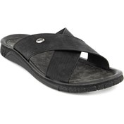 Resim Muya Vegas Anatomik Taban Bantlı Şık Suya Dayanıklı Erkek Terlik Nubuk Siyah 