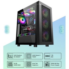 Resim Hodor V8 R5-7500F 16 GB 1TB SSD 16 GB RX9060XT FreeDos Masaüstü Bilgisayar 