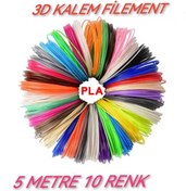 Resim dvrktasarım Divrak3d Filament Pla 1.75mm Pla 10 Renk X 5 Metre 3 Boyutlu Kalem Flamenti 