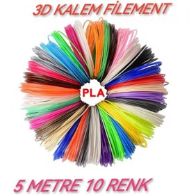 Resim dvrktasarım Divrak3d Filament Pla 1.75mm Pla 10 Renk X 5 Metre 3 Boyutlu Kalem Flamenti 