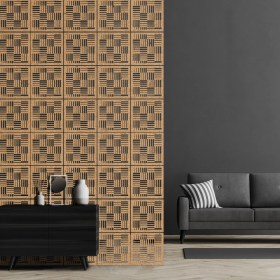 Resim Makta ® Perde Paravan | Lazer Kesim Ahşap Sarkıt Seperatör, 4'lü Panel Levha Seti 