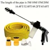 Resim 1 Adet, 5.0-19.99 Metre Yüksek Basınçlı Araba Yıkama Tabancası Seti - Ayarlanabilir Nozul ve Hortumlu, Etkili Araç Temizleme Seti - Çim Bahçe Bakımı, Ev Temizliği ve Araç Yıkama İçin 