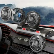 Resim Güçlü Araba Fanı - 3 Başlık, 360° Dönebilir, USB Güç Kaynağı 5V Voltaj 15W, 2 Hız Ayarlı Kontrol Butonu, Park İzin Plakası ile Birlikte, 5 Büyük Kanat, Arabalar ve Ev Kullanımı için Uygun, USB Aksesuar 