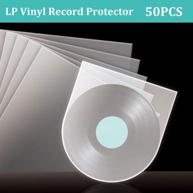 Resim 50 Paket PE Vinil Plak Kılıfları, Anti-Statik Yuvarlak Alt, 12.7-30.48 cm LP Koleksiyonu için Koruyucu İç Kılıflar, Gri, Şarj Edilmemiş Malzeme 