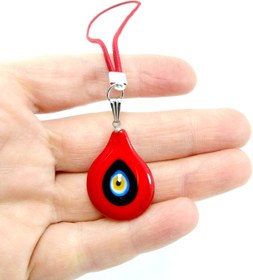 Resim Ennea Art Murano Nazar Boncuğu Kırmızı Araba Dikiz Ayna Süsü El Yapımı Cam Hediyelik Aksesuar 