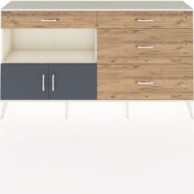 Resim Arges Konsol Tek Raflı 4 Çekmeceli 2 Kapaklı 176x30x99 Aytaşı-ant Aytaşı-antrasit/çam 