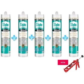 Resim Sista Şeffaf Silikon 5 Adet 280 Ml +Silikon Tabancası Hediye Şeffaf 