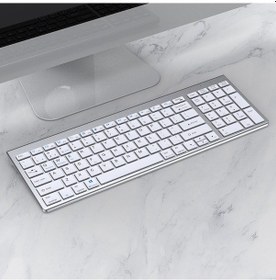 Resim Rogfer 109 Üç Modlu Kablosuz Bluetooth Klavye Gümüş - Silver 