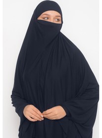 Resim Altobeh Kollu Sufle Çarşaf Üstü Peçeli Pratik Tesettür Hijab - Nikaplı Namaz Örtüsü - Lacivert 