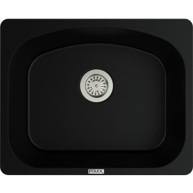 Resim Polex Cristalüx Granit Evye P-OL60 Siyah Tezgah Altı Ve Tezgah Üstü Kare Mutfak Evyesi 60x49.5 CM 