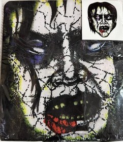 Resim Yüze Yapışan Kafaya Tam Geçmeli Streç Siyah Saçlı Korkunç Maske Bez Maske Model 6-2 
