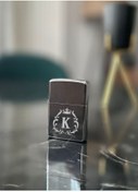 Resim EratCo Harfli Tasarım Metal Çakmak Siyah / Gümüş 