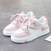 Resim Kadınlar İçin Hafif Kaykay Ayakkabıları - Pastel Pembe & Beyaz, Kaymaz TPU Taban, Yastıklı Tabanlık - Spor Salonu, Günlük Kullanım ve Resmi Etkinlikler İçin Sneakerler - Tüm Gün Konforlu, Kolay Temizlenebilir Sentetik Deri Üst, Trendy Kumaş Astarlı 