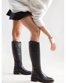 Resim Luvishoes Acro Siyah Cilt Hakiki Deri Kadın Çizme Siyah 