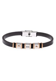 Resim Erkek Rose Gold Detay Deri Bileklik Rose Gold 