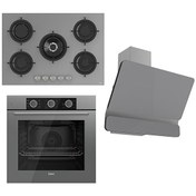 Resim Flowart Basic Serisi Gri Ankastre Set (RS038 - XE62CPR - D082) Ferre