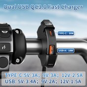 Resim 12V-24V Motosiklet Telefon Şarjı Hızlı Şarj USB Bağlantı Noktası + Tip C 18W+30W Çift Bağlantı Noktaları Direksiyon 