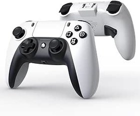 Resim ShanWan Wireless Controller for PS4/ Silm/Pro. Wireless Remote Gamepad Compatible with PC/PS4. Built-in 600mAh Battery with Double Shock/3.5 mm jack/6-axis Sensor/Back Buttons white black 