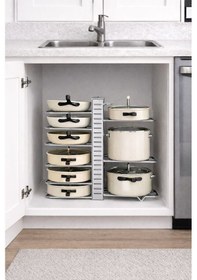 Resim Karteya 8 Katlı Mutfak Depolama Rafı - Korozyona Dayanıklı Metal, Kompakt Dolap Altı Tencere Tava Gri 