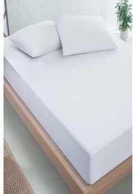 Resim Evony 160x200+30 Cm Çift Kişilik Sıvı Geçirmez Fitted Alez Micro Yatak Koruyucu Beyaz 