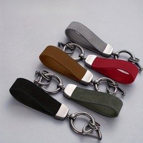 Resim 1 adet Erkek Moda Suede Araba Anahtarlık, Sanatsal Yazı Tipi, Tüm Araç Anahtarları için Faux Deri Metal Anahtarlık - Üniseks Aksesuar 