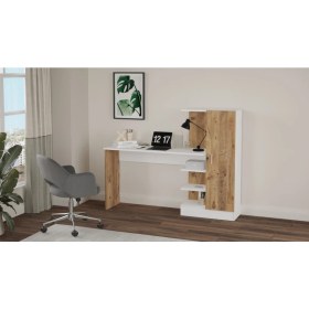 Resim L'occi Concept Luke 153 cm Kitaplıklı Kapaklı Çalışma Masası Raflı Laptop Masası Çam Beyaz LK2-AW 