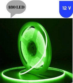Resim 12 Volt 8 Mm 480 Ledli Esnek Cob Şerit Yeşil Dış Mekan Ip68 5 Metre 