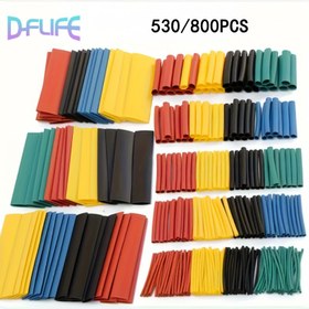 Resim 530/800 Adet Lehim Mühürleme Tel Bağlantıları Isıyla Küçülen Tüpler Poliolefin Kılıf Sarma Kablosu Seti Çok Renkli Denizcilik Otomotiv Motosiklet Kablolama Yalıtım Küçülen Tüp, TD-FLIFE 
