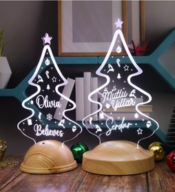 Resim Yılbaşı Çam Ağacı Dekoratif Led Lamba Yeni Yıl Hediyesi Gecelamba 