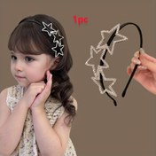 Resim Çocuk Yıldızlı Yapay Elmas Kafa Bandı – 1 Adet Lüks Oyulmuş Beş Köşeli Yıldız Saç Bandı, Demir Malzeme, 3-14 Yaş Kız Çocukları İçin – Saçları Sabitlemek İçin Şık Y2K Saç Aksesuarı 