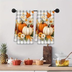 Resim 2 adet Sonbahar Sonbahar Şükran Kabak Çiçek Desenli Mutfak Havluları Ev Dekoru için, 45.72x66.04 cm Baking, Cooking, Drying, Cleaning, Banyo Kullanımı için Yemek Havluları Seti, Aile ve Tatil Ev Sahibi Olma Durumları için Harika Ev Hediyesi 