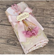 Resim Hediyelik İpek Saten Osmanlı Desenli Seccade, İnci Tesbih, Pleksi Kurdela Süslemeli Mevlid Seti-pembe 