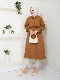 Resim Vibeys Collection Kadın Kravat Detaylı Ve Astarlı Trençkot 