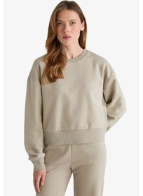 Resim Defacto Boxy Fit Bisiklet Yaka Basic Düz Sweatshirt B8568ax25aukh475 Haki 