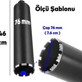 Resim Badem10 Elmas Karot Ucu 76 mm Shun Beton Zemin Duvar Delme Delik Açma Panç Aparat Uç Deprem Numune Al Test 