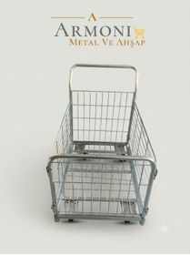 Resim Armoni Metal Yük Taşıma Arabası Kafesli 60x85 cm Galvaniz Yan Kısımlar Sök-Tak Koli Taşıma 