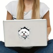 Resim Sevimli Beyaz Köpek Yavru Yaratıcı Araba Çıkartması - Dayanıklı PVC Kendinden Yapışkan Su Geçirmez Sticker, Arabalar, Duvarlar, Dizüstü Bilgisayarlar, Kamyonlar, Motosikletler ve Araç Çizik Dirençli Kapaklar için Uygun 