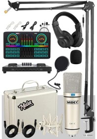 Resim Midex Cx1 Effective Set Efektli Ses Kartı Mikrofon Kulaklık Stand Kayıt Canlı Yayın Seti Pc Ve Telefon 