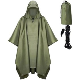 Resim Dolıty Kapşonlu Yağmur Ceket Yağmurluk Yeniden Kullanılabilir Yeşil 