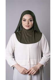 Resim Hürrem Bone Haki Pratik Hazır Geçmeli Şal Şifon Kumaş Hijab Bone 3009 09 