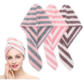 Resim Düğmeli 3'lü Saç Havlusu, Süper Emici Saç Havlusu Sargısı 