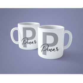Resim Kişiye Özel P Harfi İsimli Baskılı Kupa Bardak 