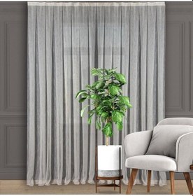 Resim Kırık Beyaz Düz Tül Perde Şantuk Sık Pile 1'e 3 Pile-kırık Beyaz Kırık Beyaz 