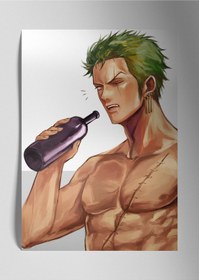 Resim Metal Baskı Parlak Anime Duvar Tablosu - Roronoa Zoro One Piece 