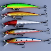 Resim 5 Adet Minnow Balık Yemi, Canlı Renkler, Dayanıklı ABS Plastik ve Gerçekçi Balık Tasarımı & Üçlü Kancalı - Tatlısu ve Tuzlu Su Balıkçılığı İçin Temel Ekipman 