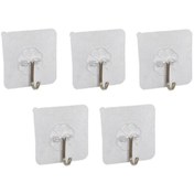 Resim jetfast 5 Adet Kendinden Yapışkanlı Şeffaf Askı Metal Kancalı Askılık 