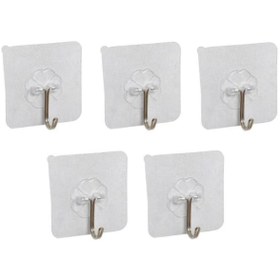 Resim jetfast 5 Adet Kendinden Yapışkanlı Şeffaf Askı Metal Kancalı Askılık 