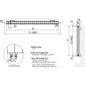 Resim 300 x 395mm Yüksek Isı Kapasiteli Dekoratif Amber Yatay Aluminyum Gümüş Gri Radyatör 